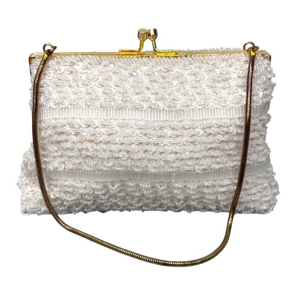 Vintage Walborg Evening Clutch Purse Kisslock Shoulder Bag Chain Strap & Gold - Picture 2 of 7